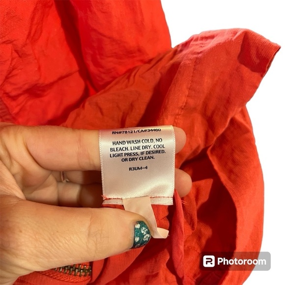 EILEEN FISHER ~ Orange Rumpled Metallic Jacket with Removable Hood Asymmetric - Picture 8 of 13